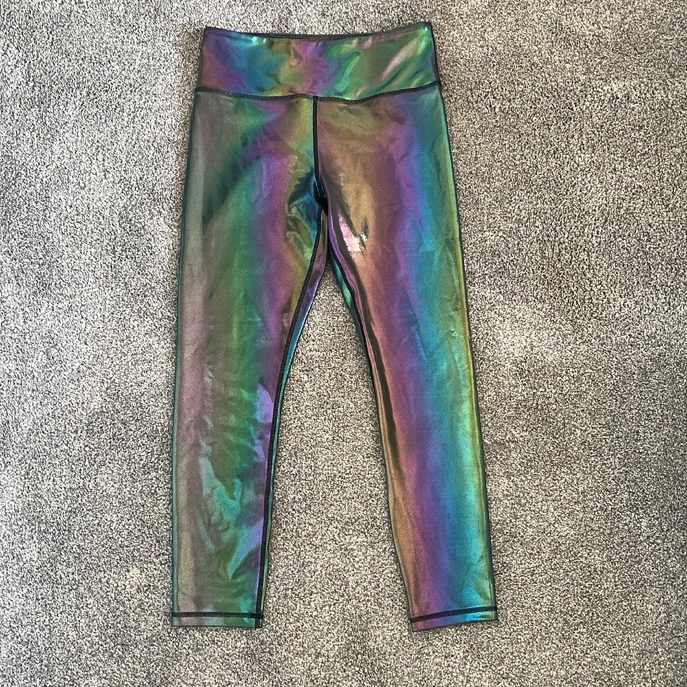 Zyia Rainbow Mermaid Metallic Leggings Size 8-10